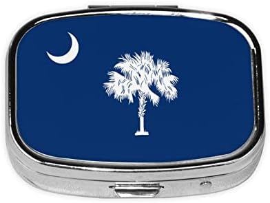 Флаг на щата Южна Каролина Квадратна Мини-Кутия За Хапчета Пътни служби За Лекарства Организатор Преносим Метален Калъф За Хапчета