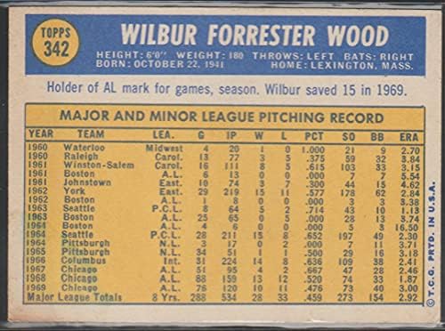 Уилбър Ууд (Бейзболна картичка) 1970 Topps - [Базата] 342