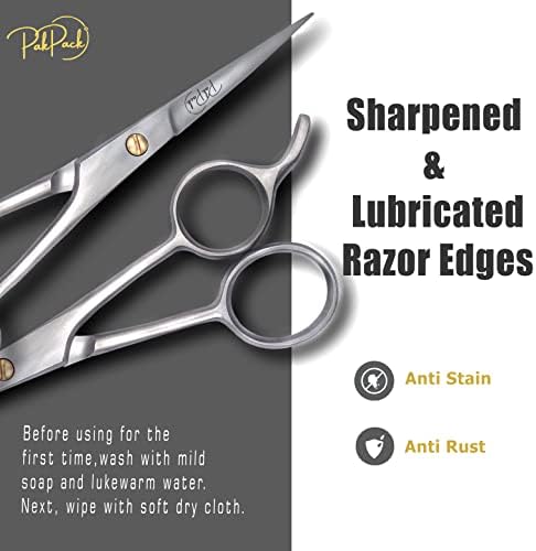 Ножица за подстригване на коса - 6,5-инчов ножица за подстригване на коса и фризьорски ножици от неръждаема стомана, с остри остриета,
