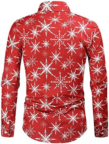 XZHDD Коледни Ризи за мъже, Забавна Коледна Ежедневни Риза с Принтом Дядо Коледа, Елха, Снежен човек, Копчета и Отложным яка