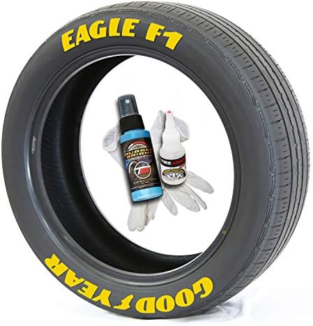 Етикети на гумите на Goodyear Eagle F1 - Комплект за нанасяне на надписи върху гуми от каучук със собствените си ръце с лепило /Стил НАСКАР / Колело 19-21 инча / 1,00 инча / Жълто / 8