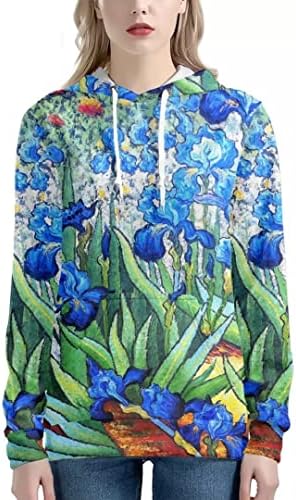 Poetesant Вратовръзка Боядисват Качулки Цветни Потници за Жени Hoody с Дълъг ръкав на съвсем малък и джоб