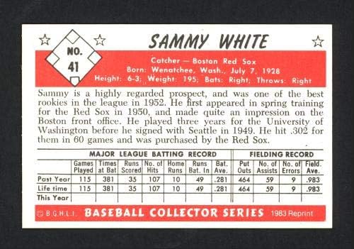 Карта Сами Уайт с автограф от 1983 СМС 1953 Bowman Reprint Card 41 Boston Red Sox Инв 165595 - Футболни картички NFL с автограф
