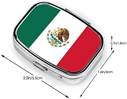 Знаме На Мексико Квадратна Мини-Кутия За Хапчета Пътни Служби За Лекарства Органайзер Преносим Метален Калъф За Хапчета