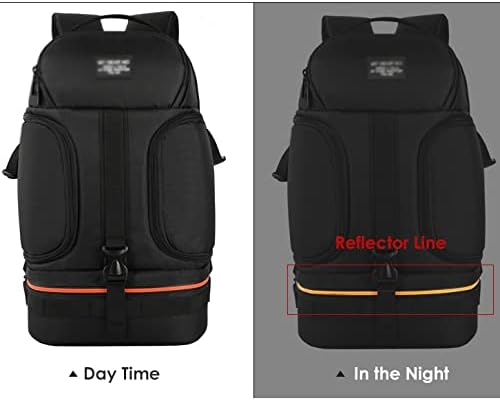 YLLWH Водоустойчива раница за камера, калъф за статив с отразяващи лента, подходящ за 15,6-инчов лаптоп чанти (Цвят: черен размер: 45