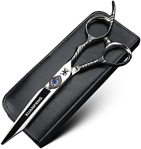 Сребърни ножици за подстригване на коса XUANFENG Peacock Screw и ножици за филировки 6-инчов фризьорски ножици от стомана 9cr18, подходящи за семейства (Ножици за рязане)