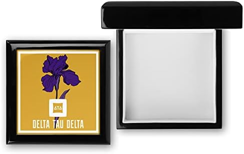 greeklife.store Delta Tau Ковчег на паметта за братство Делта, Дървени Декоративни кутии с капаци за Домашен интериор, Ковчег на Памет
