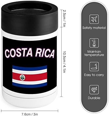 Държавният Флаг на Коста Рика Охладител Чаша От Неръждаема Стомана, Изолиран Банка Охладители Притежателя Чаша с Капак, за Жени, Мъже