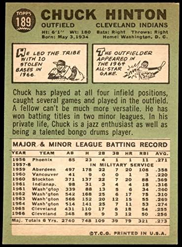 1967 Topps # 189 Чък Hinton Кливланд Индианс (Бейзболна карта) в Ню Йорк Индианс