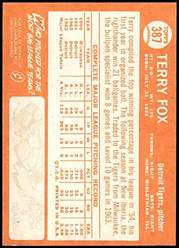 1964 Topps 387 Тери Фокс Детройт Тайгърс (бейзболна картичка) Ню Йорк/MT Тайгърс