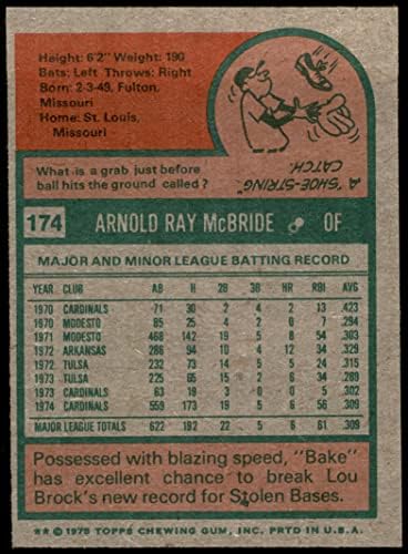 1975 Topps # 174 Бейк Макбрайд Сейнт Луис Кардиналс (Бейзболна карта) в Ню Йорк Кардиналс
