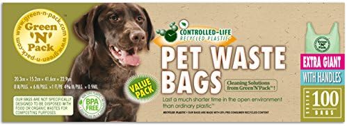 Торби за боклук Green' ' N ' Pack Extra Large за кучета, 100-Миллиметровые торби с дръжки премиум-клас за Гигантски породи (решение за
