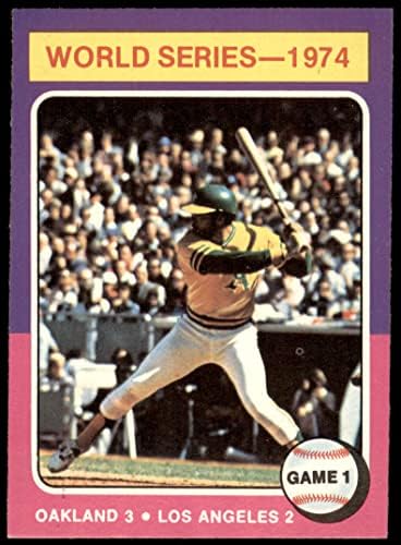 1975 Topps # 461 Световните серии 1974 - Игра на #1 Реджи Джаксън Окланд/Лос Анджелис Атлетикс/ Доджърс (Бейзбол карта) БИВШ Атлетикс/Доджърс