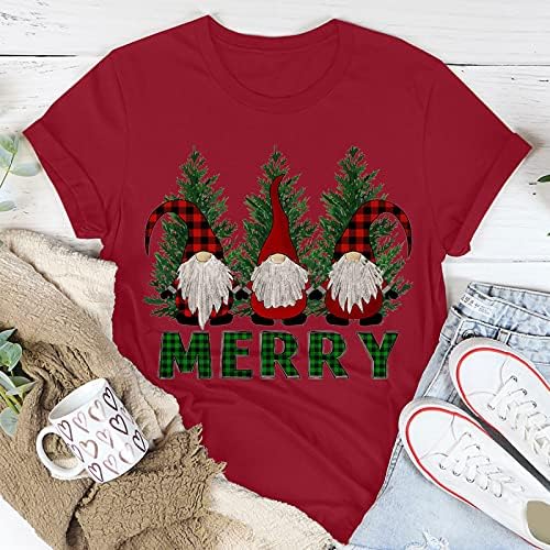 Дамски Коледни Ризи, Забавна Коледна Блуза С Графичен Дизайн За Момичета, Тениска С Къс Ръкав, Леопардовая Клетчатая Тениска С Коледна