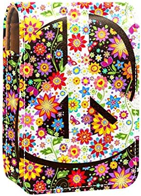 Мини-Калъф за Червило с Огледало За Чантата си, Хипита, Цветя, Символ на Мира Преносим Калъф Притежателя на Организацията
