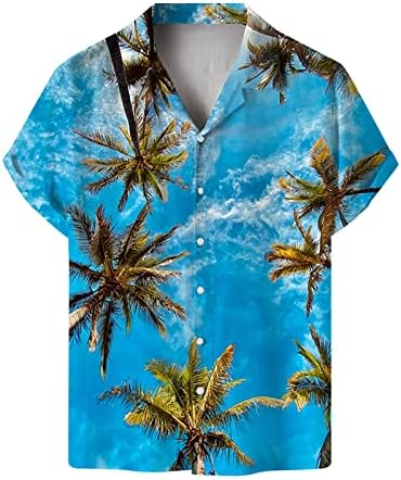 Bmisegm Летни Мъжки Тениски, Мъжки Ежедневни Свободни Плажни Рокли С Флорални Принтом С Къс ръкав копчета за Мъжки Памучни Ризи