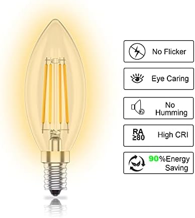 Led лампа Lighteet E12 Мощност от 4 Вата, Еквивалентна на 40-Ватова Лампочкам за монтаж на таван фенове под формата на sconces свещ, Мек Бял 2700K, Без регулиране на яркостта, Опако?
