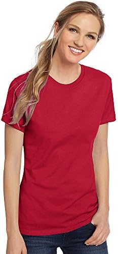 Женска тениска Hanes ' Нано-T (тъмно червен) (среден размер)