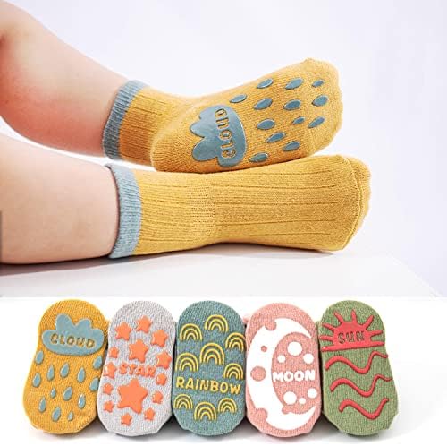 5 Опаковки Чорапи на Щиколотке За Деца, Момчета и Момичета, Нескользящие Мини Чорапи