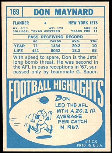 1968 Topps 169 Дон Мейнард Ню Йорк Джетс (футболна карта) в Ню Йорк Джетс УТЕП