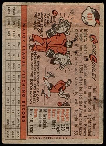 1958 Topps 431 Джин Конли Милуоки Брейвз (Бейзболна картичка) СПРАВЕДЛИВИ Брейвз