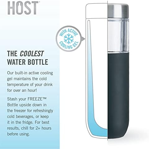 Чаша за охлаждане на фризера за бутилки с вода HOST Freeze с двойни стени и активен Охлаждащ гел, с Капак от Неръждаема Стомана и силиконова