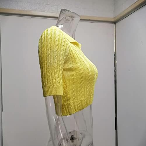 Дамски Секси Пуловери, Летен Топ, Обикновена Възли Вълнени Блузи с V-образно деколте и Къс ръкав, Къси Празнични Тоалети