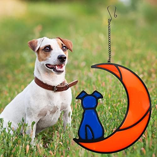 Tfwadmx Куче Запомнящи се Подаръци за любителите на Кучета Витражи Куче на Луната Прозорци Драперии Ловец на Слънцето Светещи Декорации