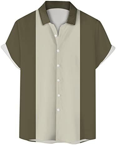 Bmisegm Летни Тениски, Ризи за Мъже, Мъжки Тениски в Ивица с 3D Дигитален Печат, Лятна Риза с Къси Ръкави, Малки Ризи